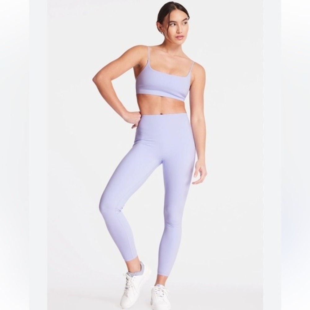 Bandier Light‎ Purple Ribbed High Waist Full Length Leggings Size XS